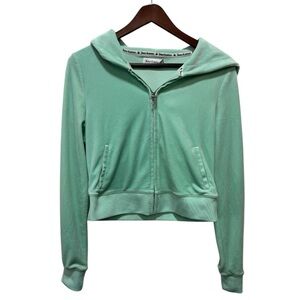 Juicy Couture Velour Zip Crop Hoodie in Mint